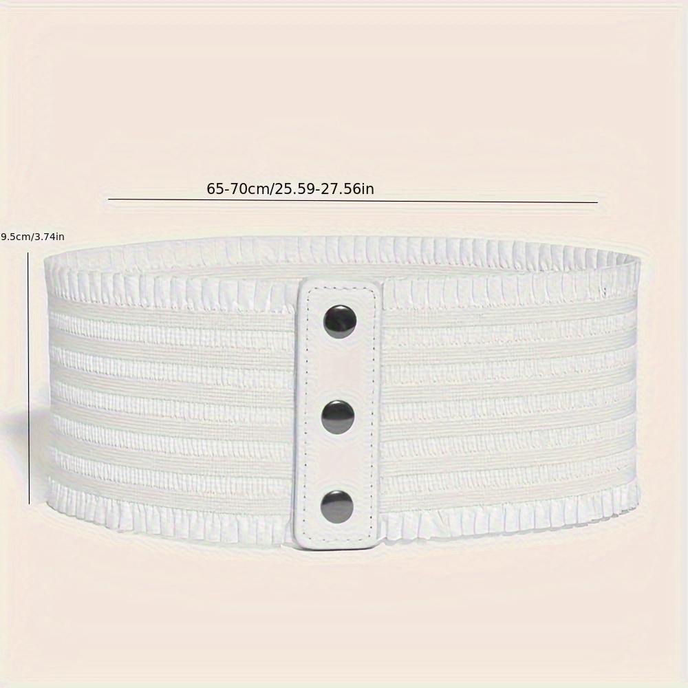 Women's Wide Lace Waist Belt with Decorative Buttons in Brown Red Beige